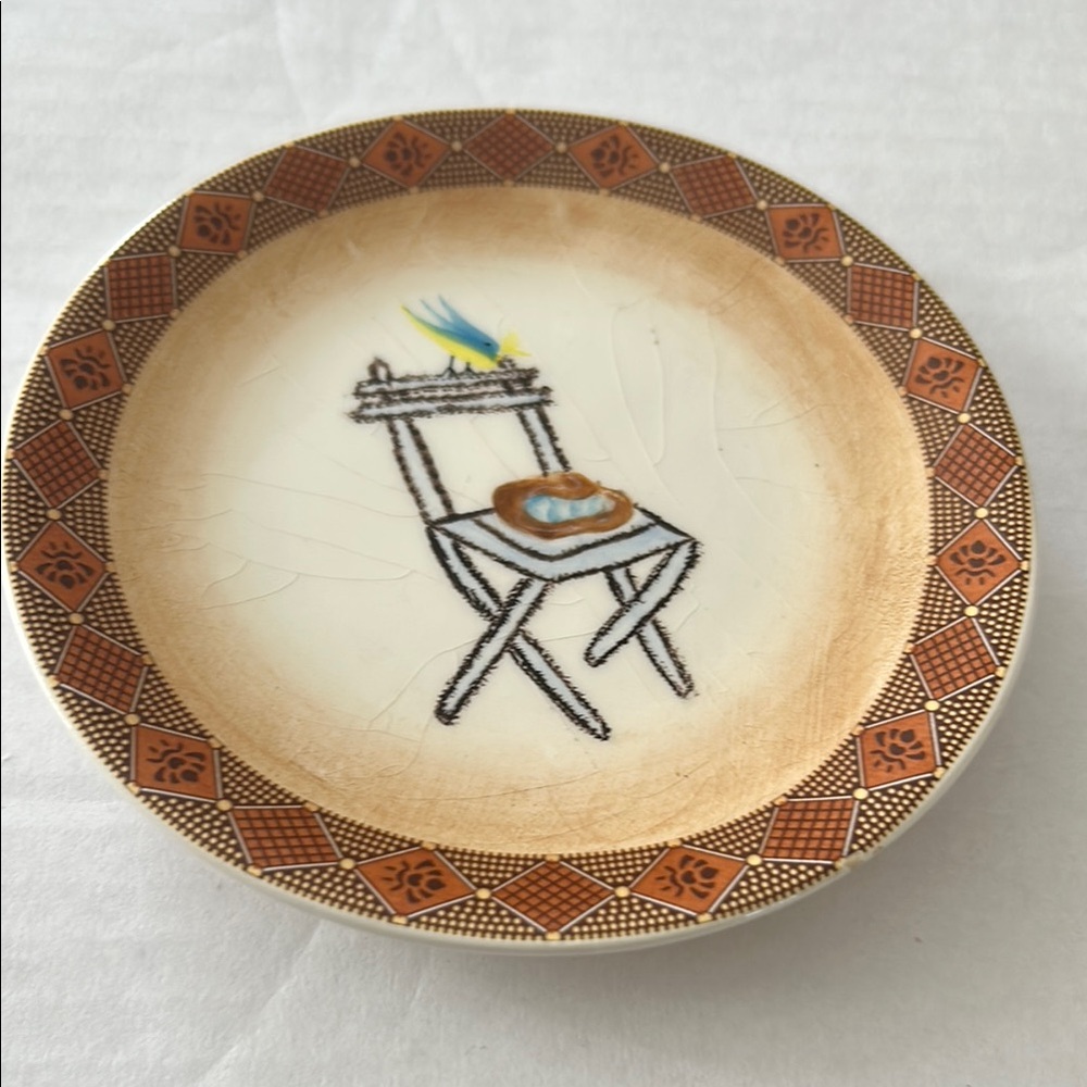 MWM market Vintage Decorative Plate with Chair Design